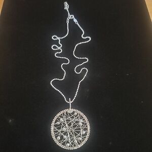 Vintage Sterling Silver Atomic Modernist Wire Work Pendant Chain Necklace